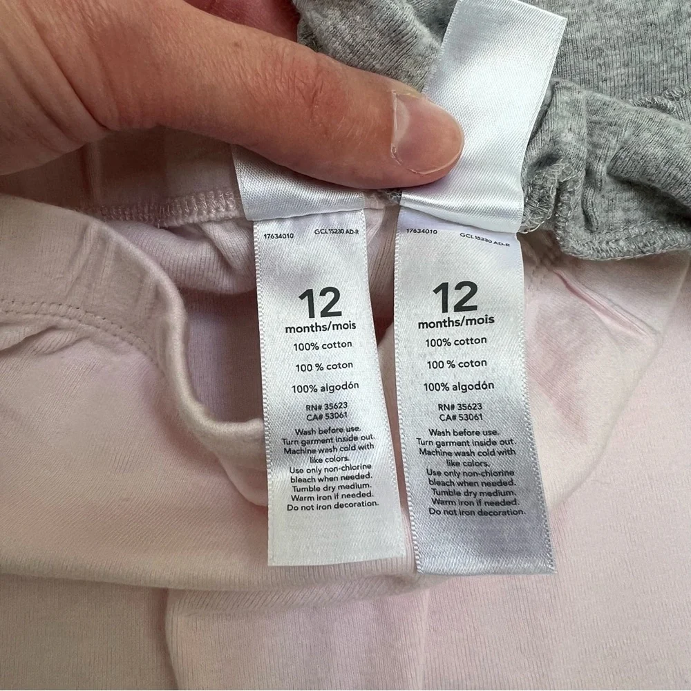 CARTERS 2PC PULL ON PANTS SET PINK GREY 12MO